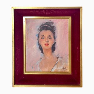 Jean-Gabriel Domergue, The English Brunette, Oil on Canvas