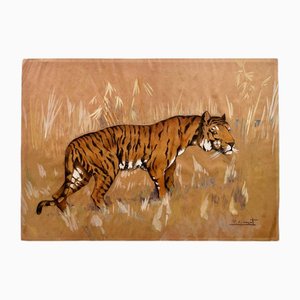 P. Comet, Tiger in the Pampas, Watercolor & Pencil on Paper