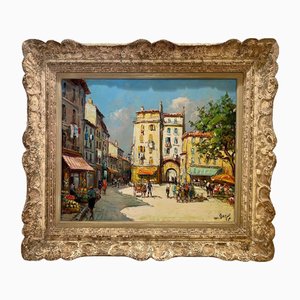 Maurice Barle, Marché à Hyères en Provence, Peinture à l'Huile
