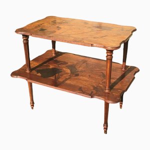 Double Tray Teetisch in Intarsien von Émile Gallé