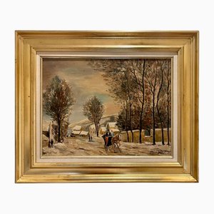 Paul Flaubert, Snow at Louveciennes, 20th Century, Oil Painting