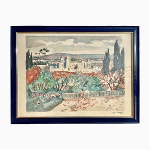 Yves Brayer, View of Avignon, 20th Century, Lithograph