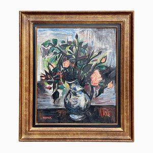 Isis Kischka, Ramo de rosas azules, pintura al óleo