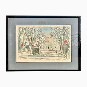 Yves Brayer, Cours Mirabeau in Aix-en-Provence, 20th Century, Lithograph