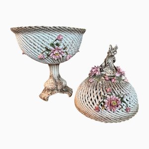Porcelain Footed Potpourri Bowl from Capodimonte