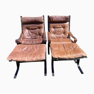 Siesta Lounge Chairs and Footstools by Ingmar Relling, Set of 4