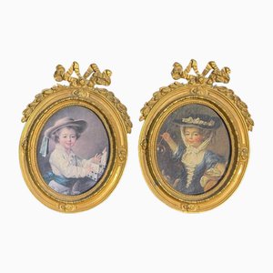 Louis XVI Bilderrahmen aus Bronze, 2er Set