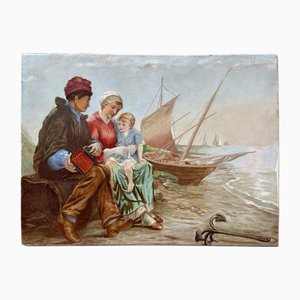 Emma Darqué, Scène Figurative, Peinture sur Porcelaine, 1877