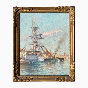 Eugène Dauphin, The Port of Saint Tropez, Oil on Board