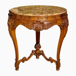 Mesa pedestal de nogal estilo Luis XV