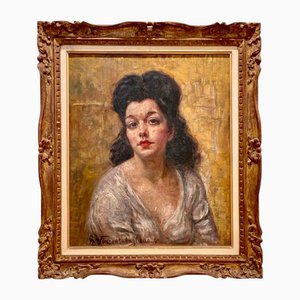 Henri Vincent Anglade, Spanish Woman Portrait, Oil on Panel