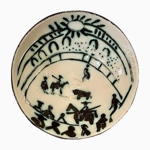 Runde Keramik mit Stierkampfszene von Pablo Picasso, 1953