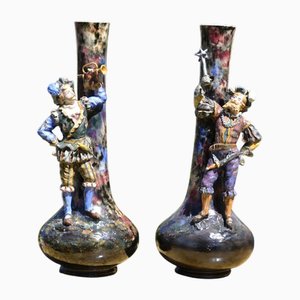 Jarrones de cerámica esmaltada, años 20. Juego de 2