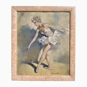 César Vilot, Ballerina, Oil on Canvas, Framed