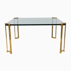 Vintage Brass and Glass Coffee Table attributed to Peter Ghyczy, 1970s