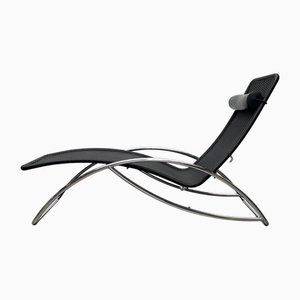 Sedia a dondolo modello S 828 vintage in acciaio tubolare di Torben Skov per Thonet, anni '80