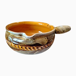 Pentola da fonduta Vallauris in ceramica di F. Bongioanni, anni '60