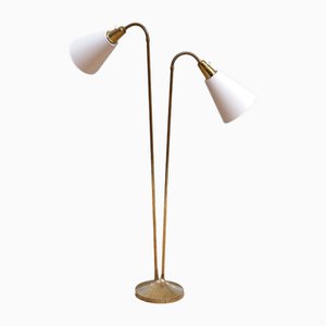 Model E1771 Fluted Floor Lamp in Brass by Sonja Katzin for ASEA, Sweden, 1950s