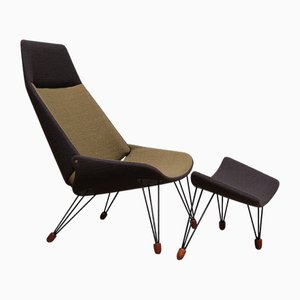 Skulpturaler zweifarbiger Sessel mit Fußstütze von Carl Edward Matthes, Dänemark, 1956, 2er Set