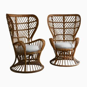 Set of Rattan Armchairs in the style of Biancamano Model by Gio Ponti and Lio Carminati, Italy, 1950s