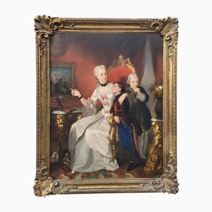 C Hermelein, Porträt der Prinzessin Elisabeth von Preußen und ihren Söhnen, 19. Jh., Öl auf Leinwand