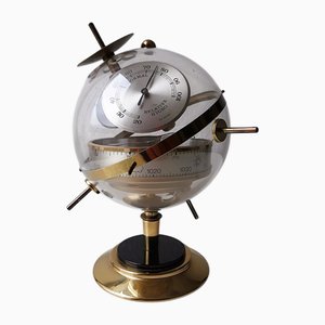 Sputnik Wetterstation Hygrometer Barometer Thermometer aus Messing & Acryl, 1950er