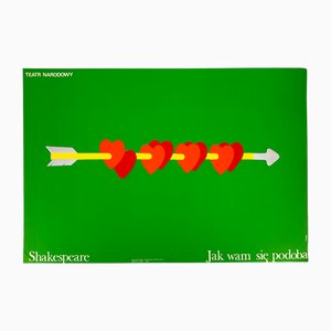Affiche du Théâtre de Shakespeare pour le Théâtre Narodowy, Varsovie par Maciej Urbaniec, Pologne, 1984