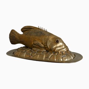 Brass Fish Serving Tray, Set of 2