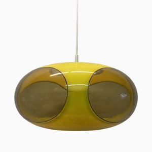 Lampada da soffitto Colani UFO vintage in plastica gialla brillante di Massiv Belgium, anni '70