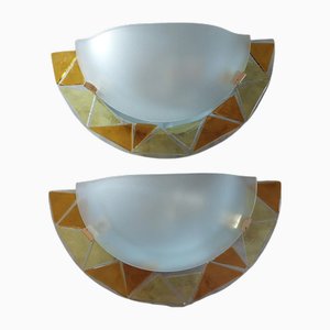 Murano Glass Wall Lamp, 1980s, Set of 2