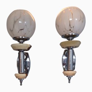 Art Deco Style Torchere Wall Lamps, 1960s, Set of 2
