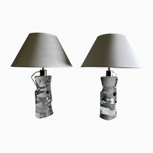 Moderne Tischlampen aus Glas von Olle Alberius für Orrefors, 1960er, 2er Set