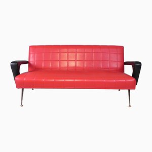 Rockabilly Sofa in Imitation Leather Upholstery, 1950s
