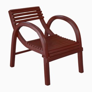 Silla infantil de madera curvada roja de Baumann, años 30