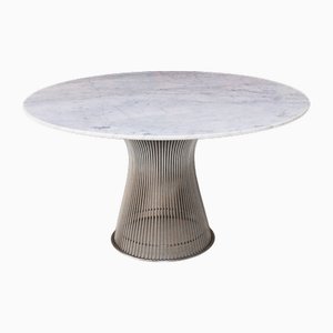Mesa de comedor Mid-Century de mármol y acero de Warren Platner para Knoll Inc., años 70