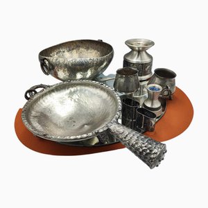 Handgefertigtes Set aus Zinn & Zinn, Norwegen, 1970er, 8 . Set