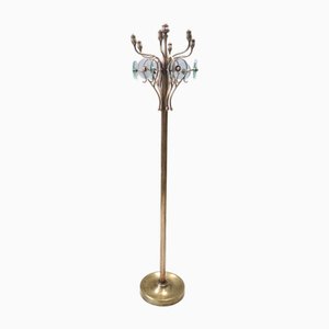 Vintage Revolving Brass and Glass Coat Rack attributed to Fontana Arte, Italy, 1940s