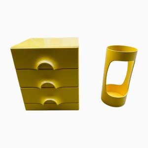 Mid-Century Space Age Quadro Dresser and Umbrella Stand by Jürgen Lange for Schönbuch, 1960s, Germany, Set of 2