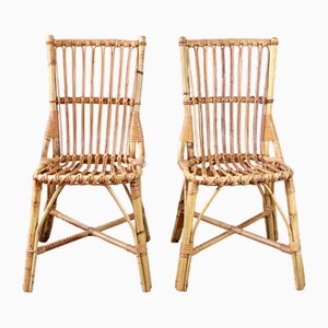 Set of Vintage Bamboo Gino & Giada Chairs, Italy, 1960s