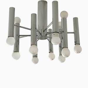 Space Age Chrome 15-Bulb Ceiling Light from Doria Leuchten, Germany, 1960s