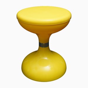 Space Age Diabolo Stool in Yellow Plastic from Sgabello Americano Robur, 1970s