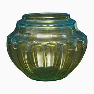Vase in Yellow-Green Cut Glass by Josef Hoffmann, 1916