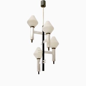 Vintage Encased and Engraved Glass Chandelier in the style of Stilnovo, 1950s