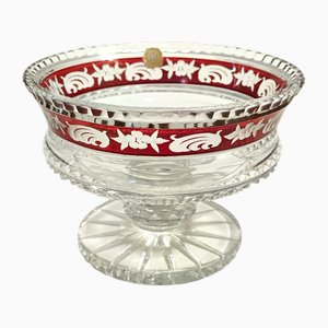 Vide-Beutel aus transparentem & rotem Kristallglas, Tschechische Republik, 1960er