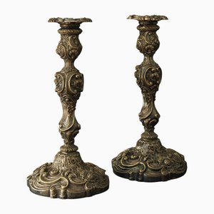 Vintage Silver Plated Candleholders, Set of 2