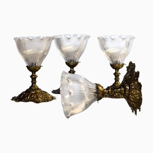 Appliques Holophane en Verre Prismatique par André Blondel, France, 1920s, Set de 4
