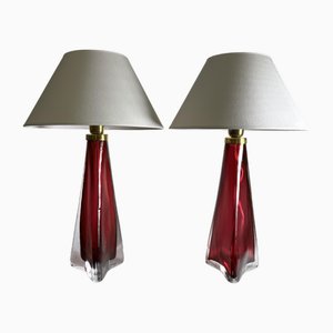 Skandinavische Tischlampen aus Glas von Carl Fagerlund für Orrefors, 1960er, 2er Set