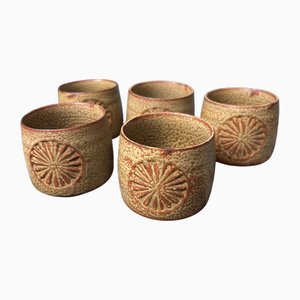 Japanische Vintage Teetassen mit Chrysantheme Motiv, 1970er, 5er Set
