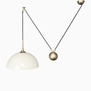 Pendant Lamp with White Opal Glass Shade by Florian Schulz, 1970s