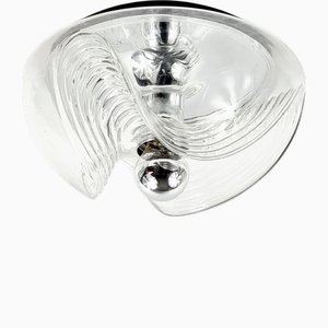 Große Space Age Mid-Century Glas Deckenlampe Wave/Futura Modell von Koch & Lowy für Peill & Putzler, Deutschland, 1970er